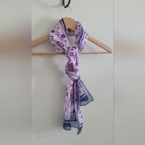 Vtg Concurrent Circles Semi Sheer Scarf, Eggplant Purple & Lavender